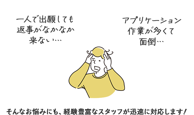 よくあるお悩みにも、経験豊富なスタッフが迅速に対応します。